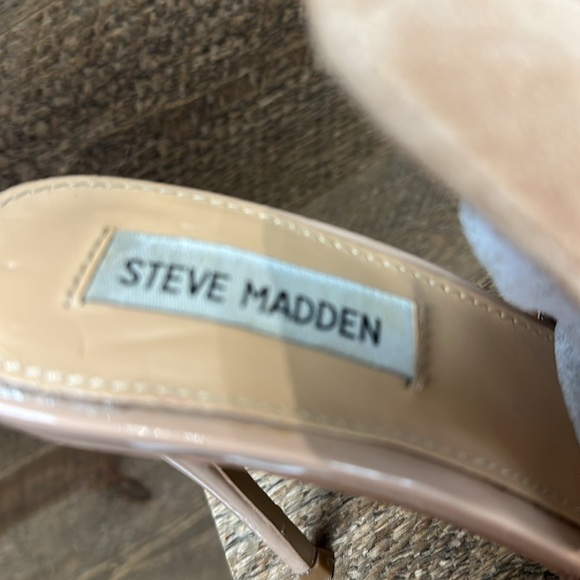 Steve Madden Sinful Nude Suede Leather Mules Heels Size 8.5 - Picture 4 of 7